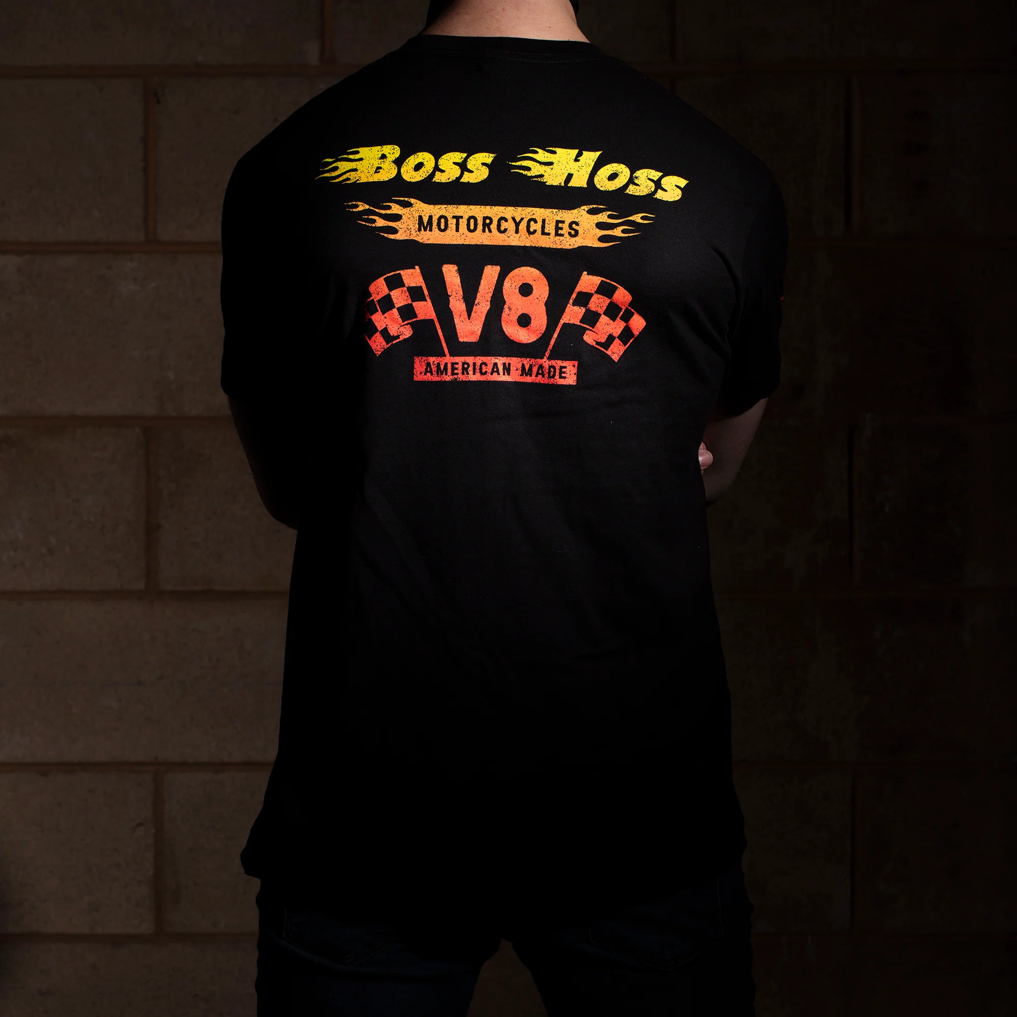 Black Checkered Flag Flaming Finish Tee Shirt - Image 9