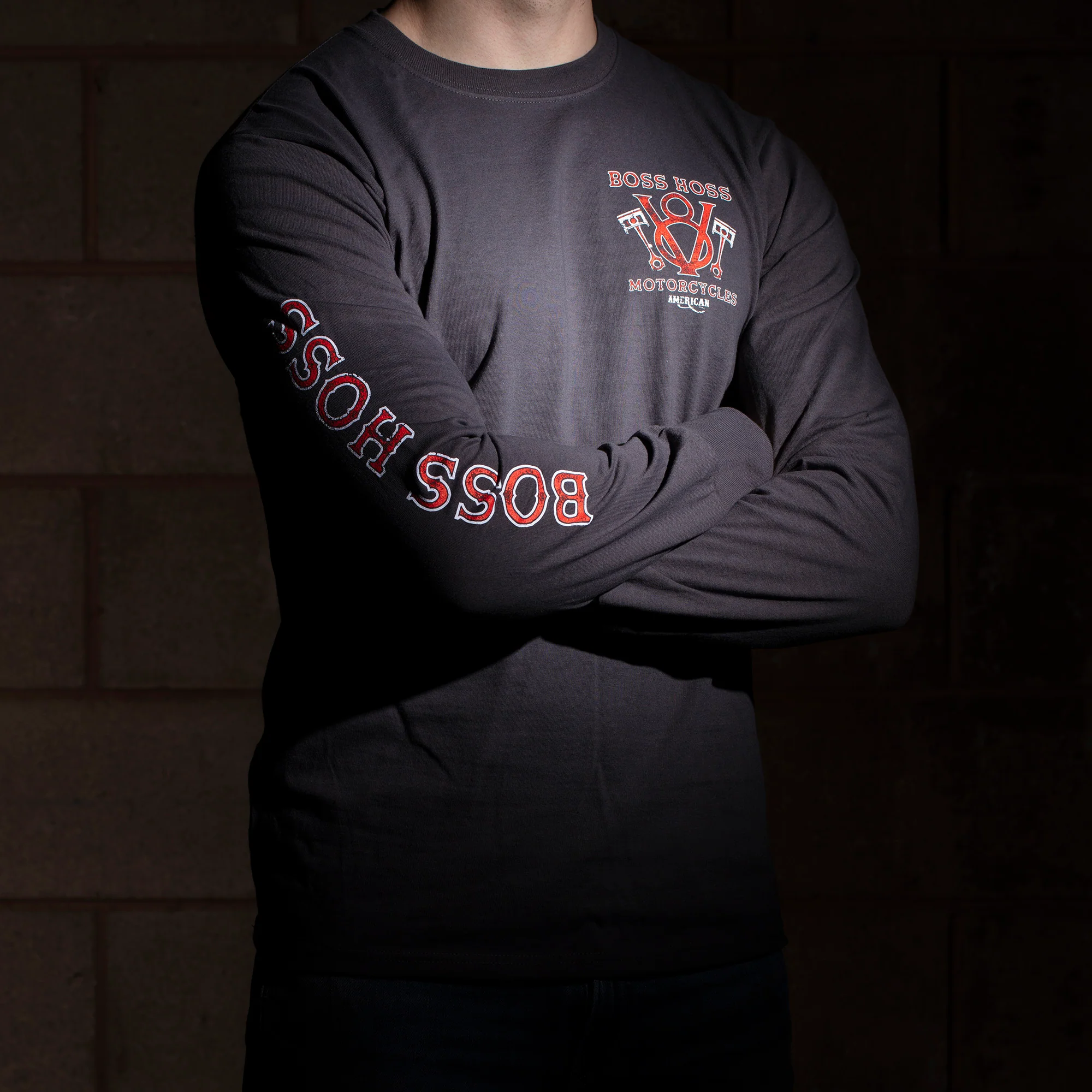 V8 Piston Power Long Sleeve Tee Gray & Red - Image 8